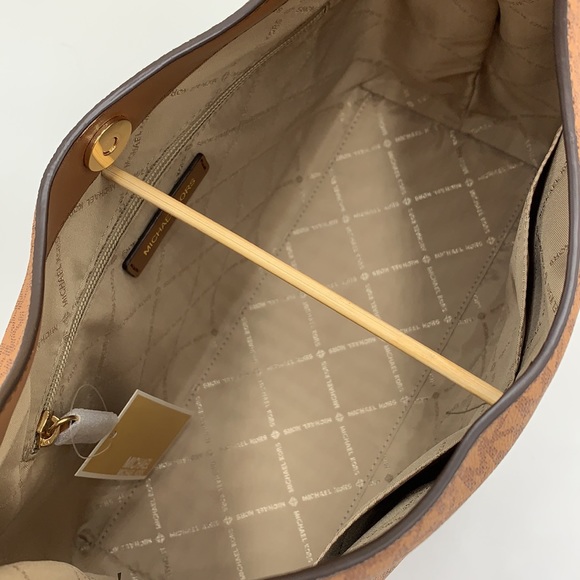 Michael Kors Joan Large Luggage Multi Signature Leather Slouchy Shoulder Handbag - Picture 12 of 14